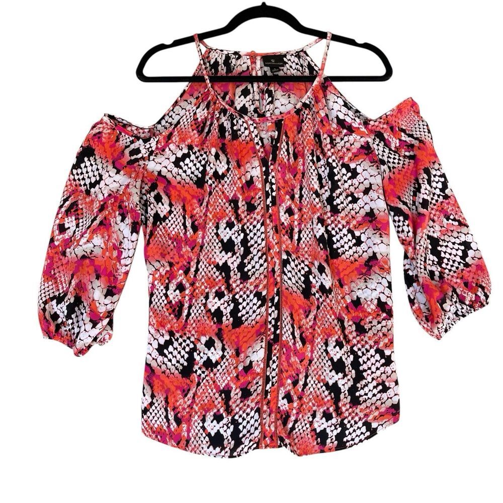 Worthington Shirt Women's Size Large Animal Print Semi Sheer Business Casual‎
